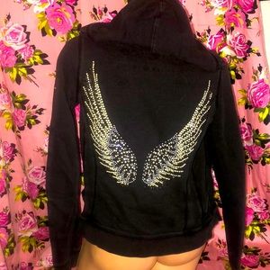 Twisted Heart black angel wing hoodie sweater sexy